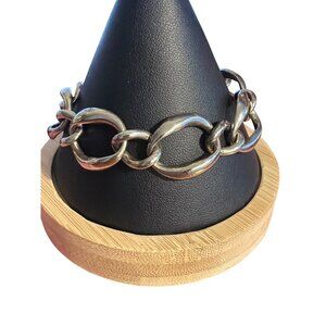 Silver Tone Chunky Chain Link Bracelet Lobster Clasp 8" Layer 36.14g Unisex